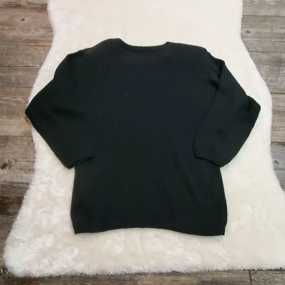 Victoria Harbour Vintage Black Knit Lock and Key Sweater, Size Medium